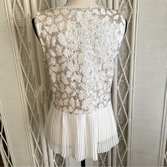 Anthropologie Top Meadow Rue Glimmer Lace Pleat Back Sequin Sleeveless Tank Med - Picture 7 of 16